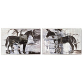 B&W Horse Abstract I and II - High Resolution Giclee Printed Canvas Framed in Contemporary Clear Acrylic Frame